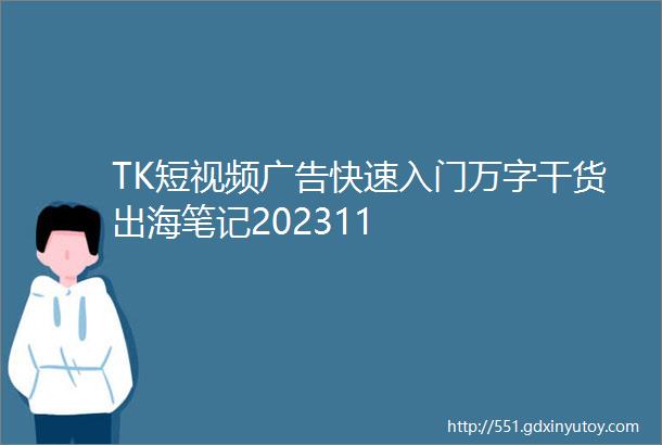 TK短视频广告快速入门万字干货出海笔记202311